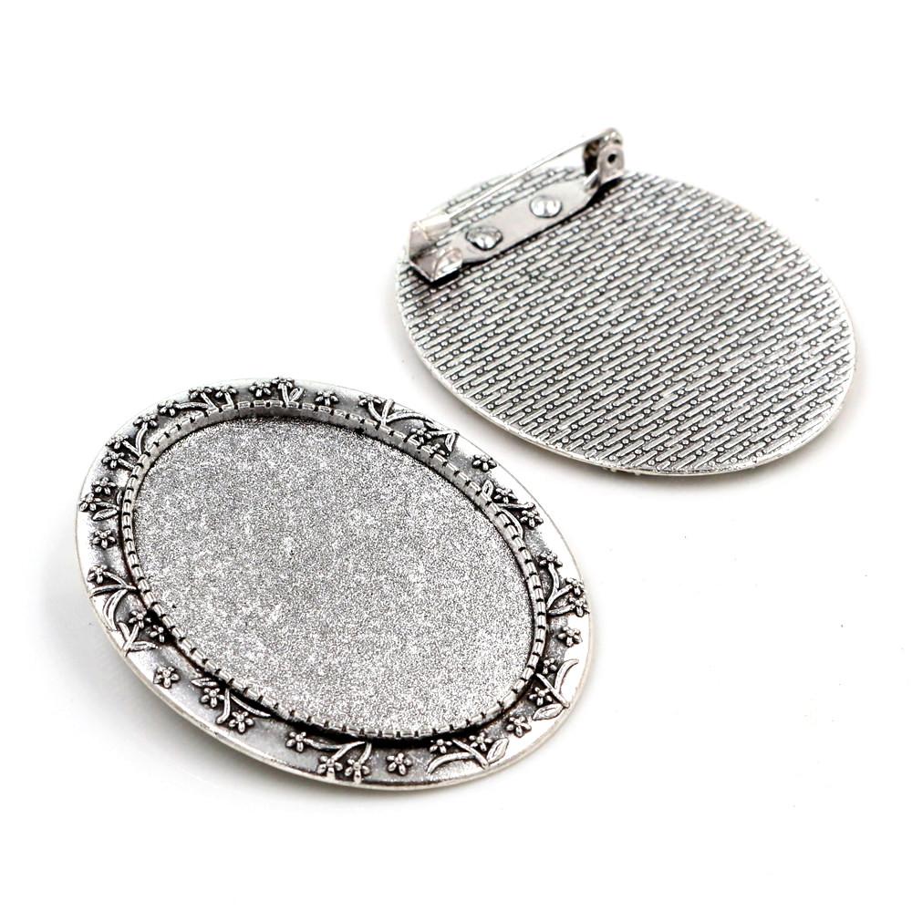 New Fashion 5pcs 30x40mm Inner Size Antique Silver Plated Gold Color Bronze Black Pin Brooch Simple Style Base Setting Pendant