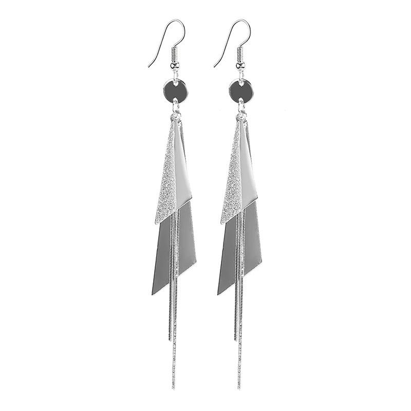 Temperament Geometric Long Earrings, Simple And Cold Wind Triangular Fringed Earrings, Tide Earrings.