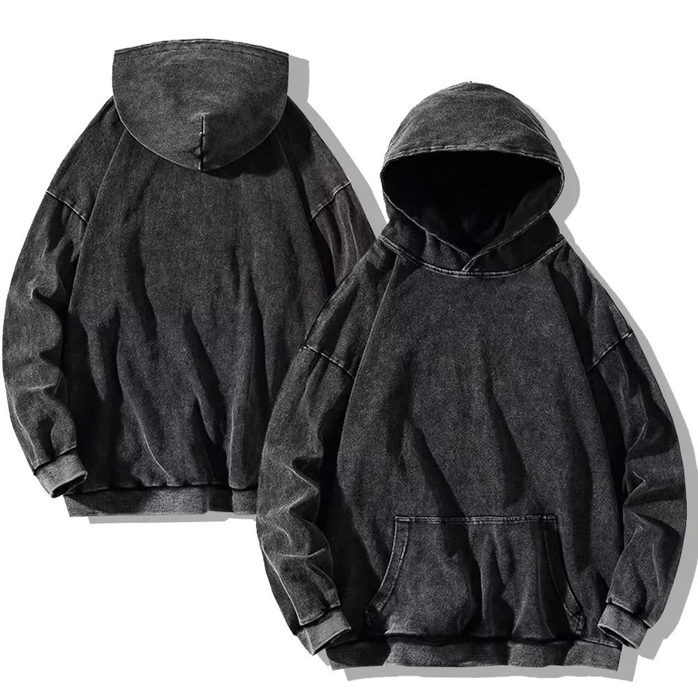 Vintage gewaschen Hoodies Männer Frauen Baumwolle Retro Langarm Harajuku Sweatshirts Mode lose Pullover Hip Hop Streetwear