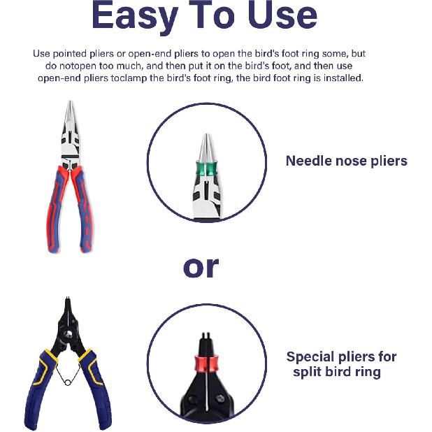 Open Bird Ring Bird Leg Bands Rings Open Bird Leg Rings Aluminum Split Bird Leg Rings Ldentifying Pigeons Training Rings Hibiscus Birds, Parrots,