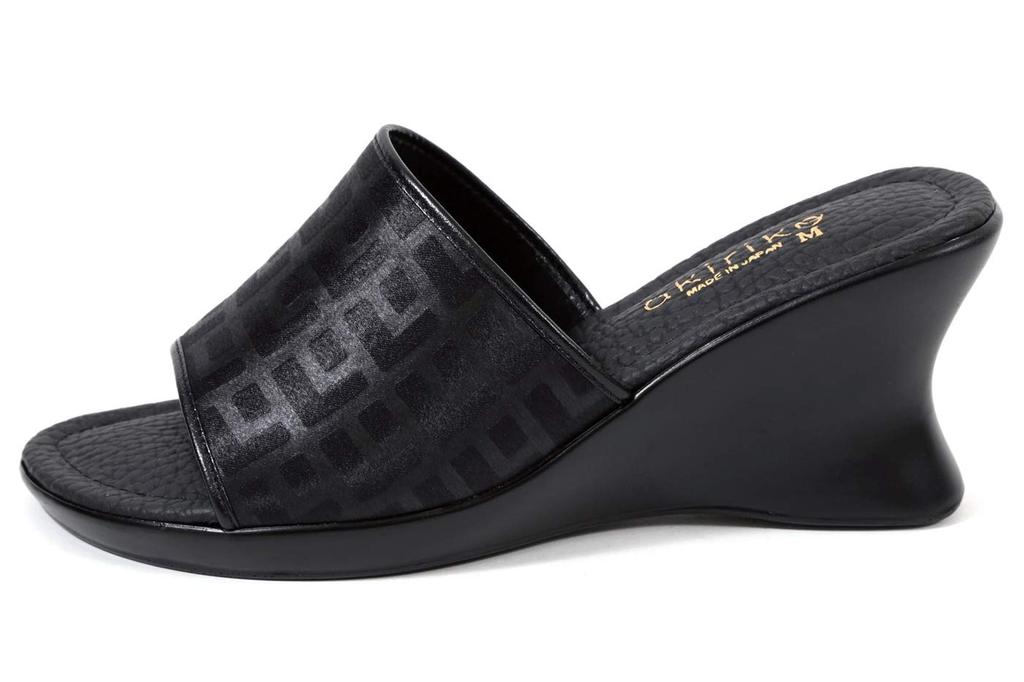 Mule Sandals Made In Japan Office Signature Wedge Sole Black Size M [Akiriko] Approx. 7.5cm