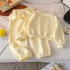 Hoodie Sweatpants Two-piece Set Grils Children Spring Autumn Korean Loose Casual Sporty Long Sleeves Solid
