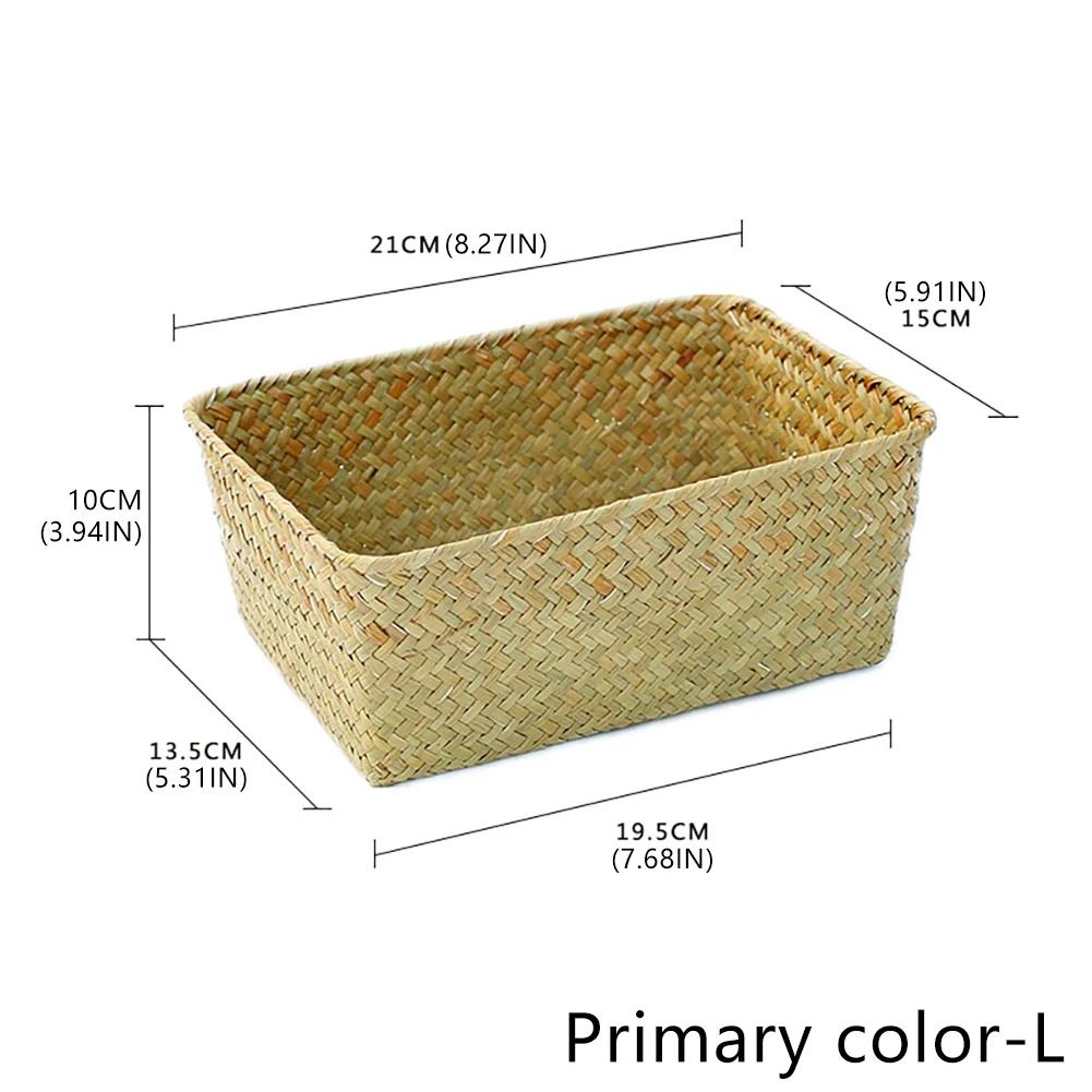 Woven Seagrass Storage Baskets Straw Rattan Basket Desk Organizer Picnic Basket Fruit Storage Box Cosmetic Storage Container
