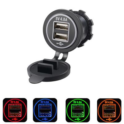4,8 A Dual-USB-Ladebuchse, Schnelllade-Steckdosen-Adapter, wasserdicht, für Auto, Motorrad, LKW, Wohnmobil, Boot