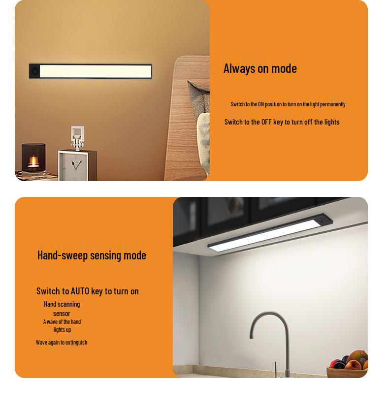 Ultra-Thin Rechargeable LED Sensor Light: Wireless, Self-Adhesive for Cabinets, Kitchens, Entrances, and Bedsides
