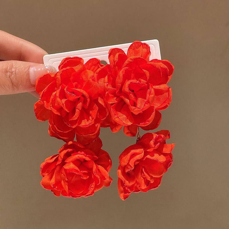 Silver Needle Ankara Red Love Stud Earrings Fashion Temperament New Earrings Light Luxury Premium Autumn and Winter