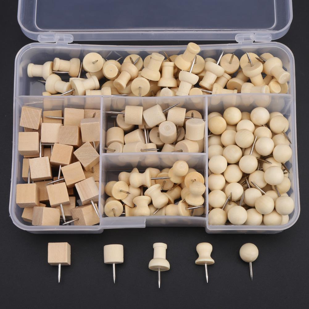 180pcs Nautral Wooden Pushpin Thumbtack Pins Decorative DIY Tool 10mm