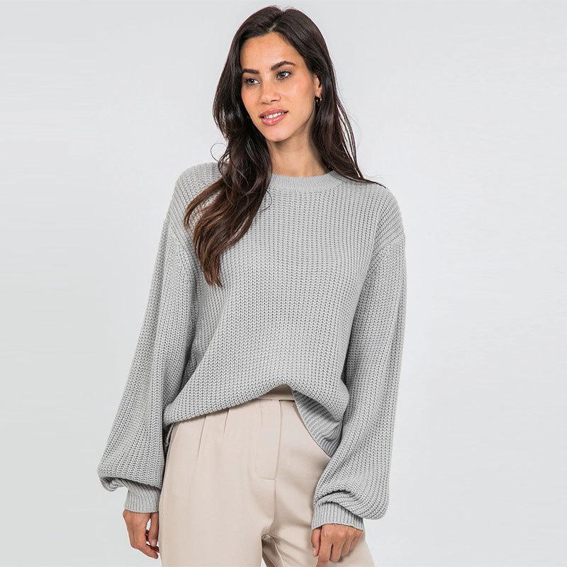 European and American loose knitted sweater top autumn and winter crew neck pullover, women's clothing