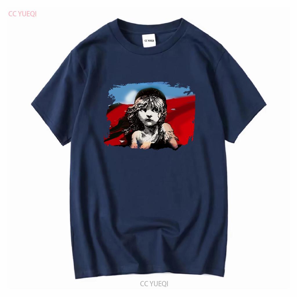 Les Miserables T-Shirt Herren Mittelblau Buch Musical Film Lang- oder Kurzarm Vintage Gewaschen Herren Weich Streetwear Grafik
