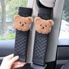 1pc Cute Cartoon Bear Car Seatbelt Cover Leather Seat Belt Harness Cushion Auto Shoulder Strap Protector Pad for Children Kids