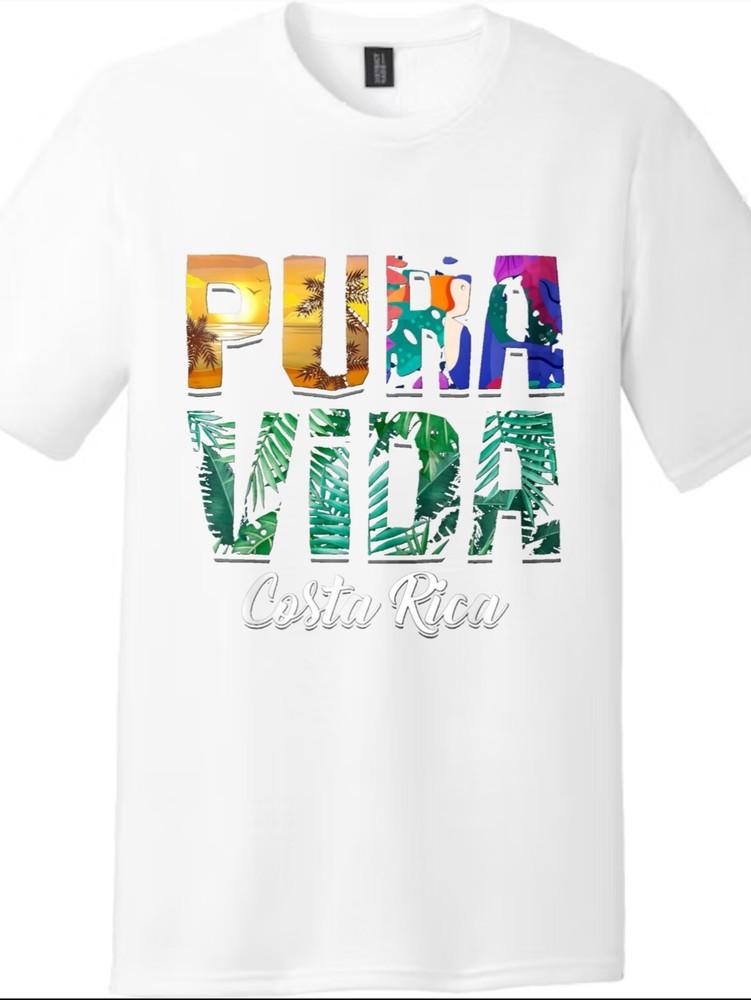 Pura Vida Costa Rica Tropisch Grafisch T-shirt, Strandvakantie & Natuur Geïnspireerd T-shirt