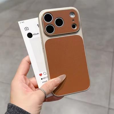 Luxus Lederstruktur Hart Große Fenster Hülle für iPhone 17 Air 16 15 14 13 Pro Max Plus 17Promax Stoßfest Matt Handyhülle