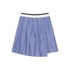 Ribbed Design Asymmetrical Pleated Skirt Women Skirts Sea-Blue 457703-67
