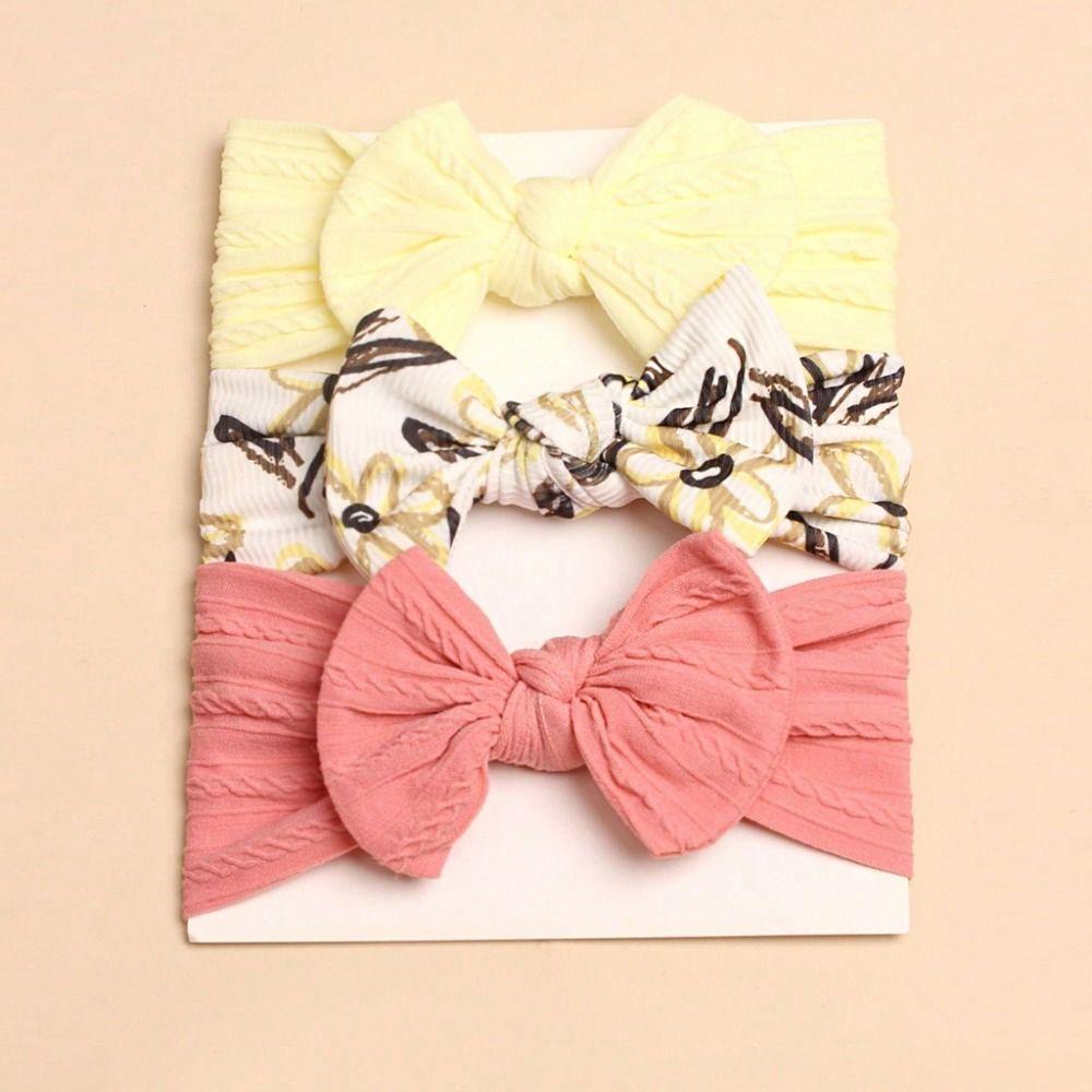 

3Pcs/Lot Elastic Bowknot Hair Bands Soft Headwrap Cute Headwear Baby Girls 07