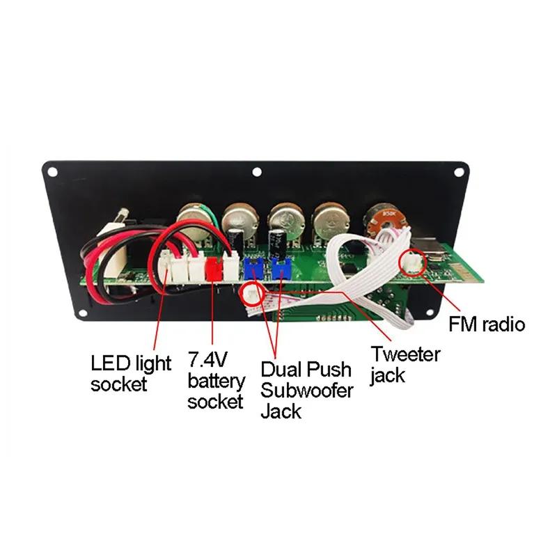 

30W-120W Плата підсилювача потужності USB ЦАП FM-радіо TF-плеєр Сабвуфер Підсилювач 7.4V Літієва батарея Аудіо Плати живлення