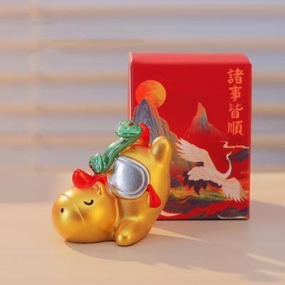Cute Resin Horse Figurine Chinese Style Good Luck New Year Mascot Miniature Desktop Ornament Red Zodiac Ornaments Cabinet