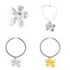 Irregular Flower Pendant Necklace Rings Y2K Collar Necklace Clavicle Chain Exaggerate Flower Rings Necklace Jewelry