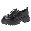 Thick soled small leather shoes 2025 new spring and autumn retro British style black matching skirt lace up loafers