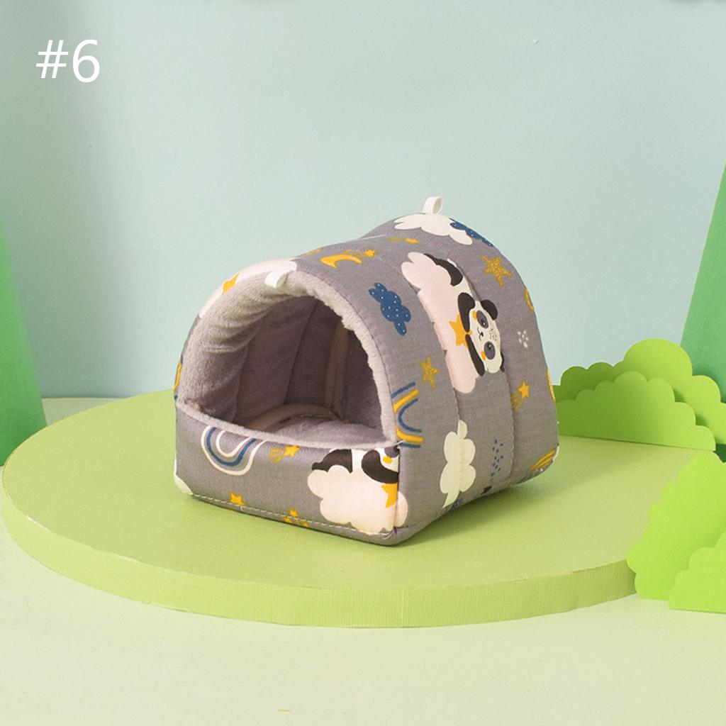 Soft Pet Bed Cute Print Hideaway House Winter Cage Hanging Bed Ferrets Sleeping Bed Small Animal Hamster Cage Accessory