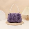 Elegant Women 3D Rose Floral Shoulder Bag Romantic Flower Pattern Pearl Handle Detachable Chain for Prom Graduation