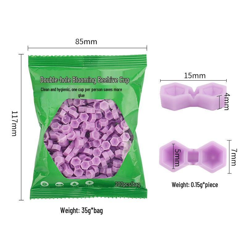 Diamond Glue Cup for Eyelash Extensions: Long-Lasting, Two-Hole Design, Tapered Auxiliary Tool