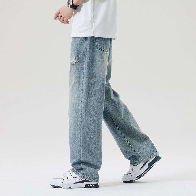 New Spring and Summer Jeans Men's Loose Straight High Street Wide-leg Retro Trendy Men