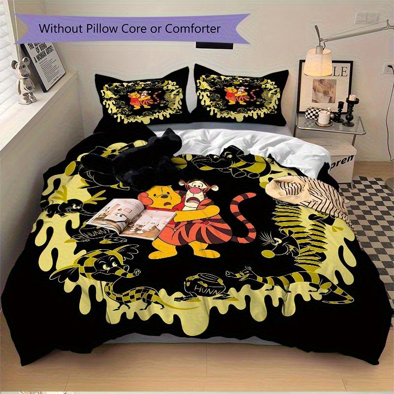 3pcs Scared Winnie and Tigger Disney Printed Quilt Set - Includes 1 Quilt Cover and 2 Pillowcases, Machine Washable - Suitable for All Seasons.B0