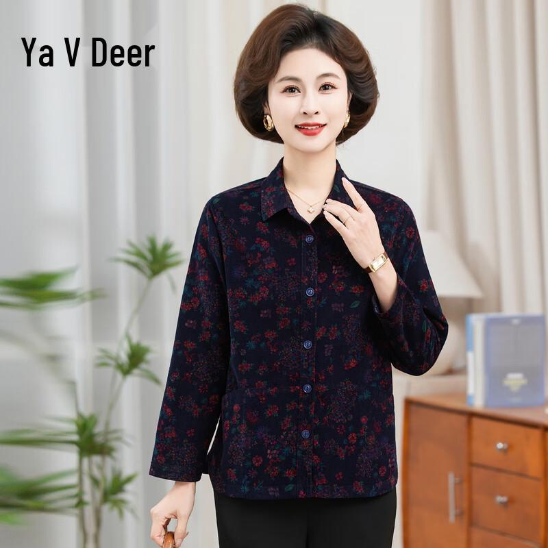 Yalu Women s Floral Lapel Casual Shirt 2XL