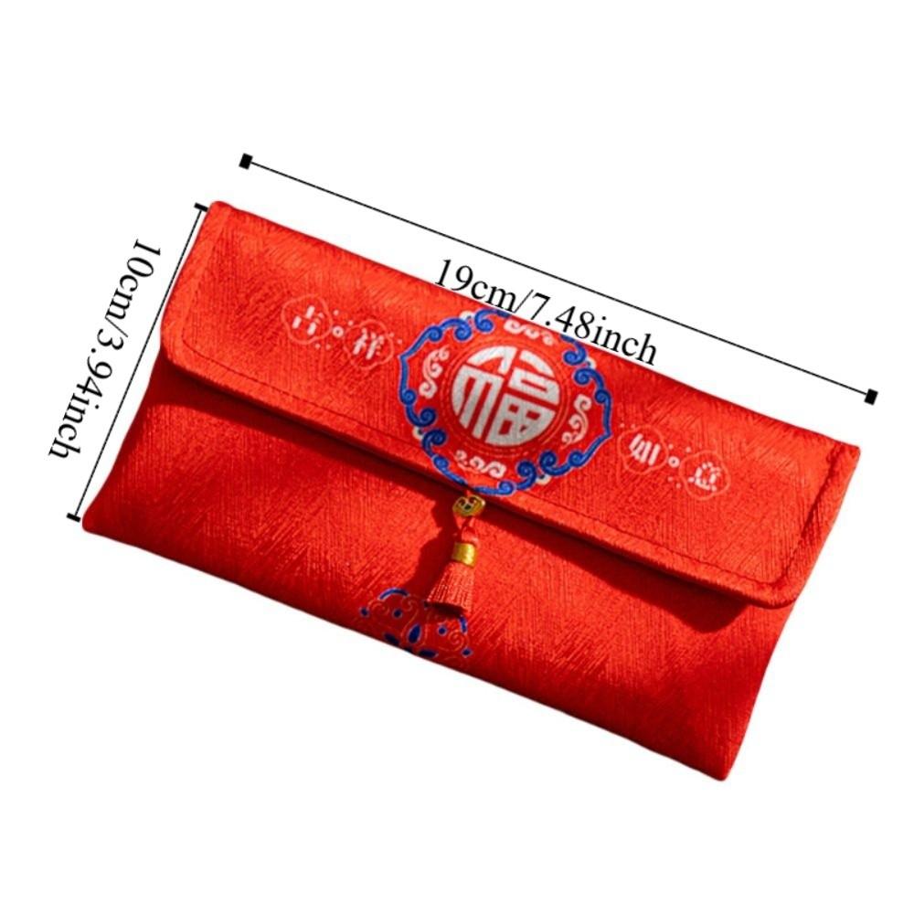 Traditional Chinese New Year Red Envelope Hongbao Blessing God of Wealth Red Pocket Thickened Brocade Embroidered