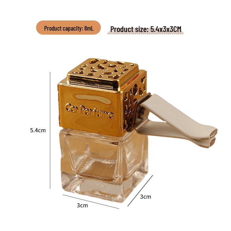 Square Glass Car Perfume Bottle - Odor Eliminator & Cute Air Vent Decoration
