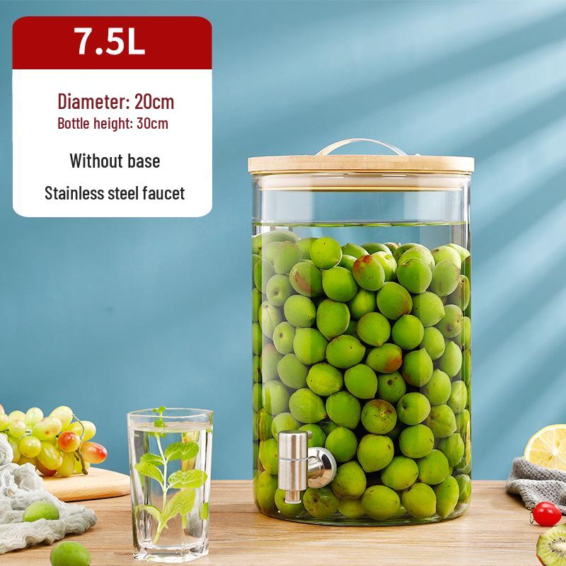 Žáruvzdorná skleněná láhev na kvašení vína s kohoutkem – Ideální pro víno, ovocný čaj, léčivé nápoje a nápoje k samoobsluze