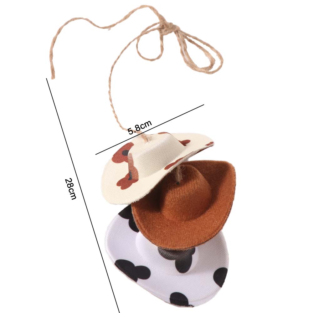 Mini cap Rearview Mirror Pendant Cute Cowboy Hat Car Decoration Creative Car Pendant  Auto Interior