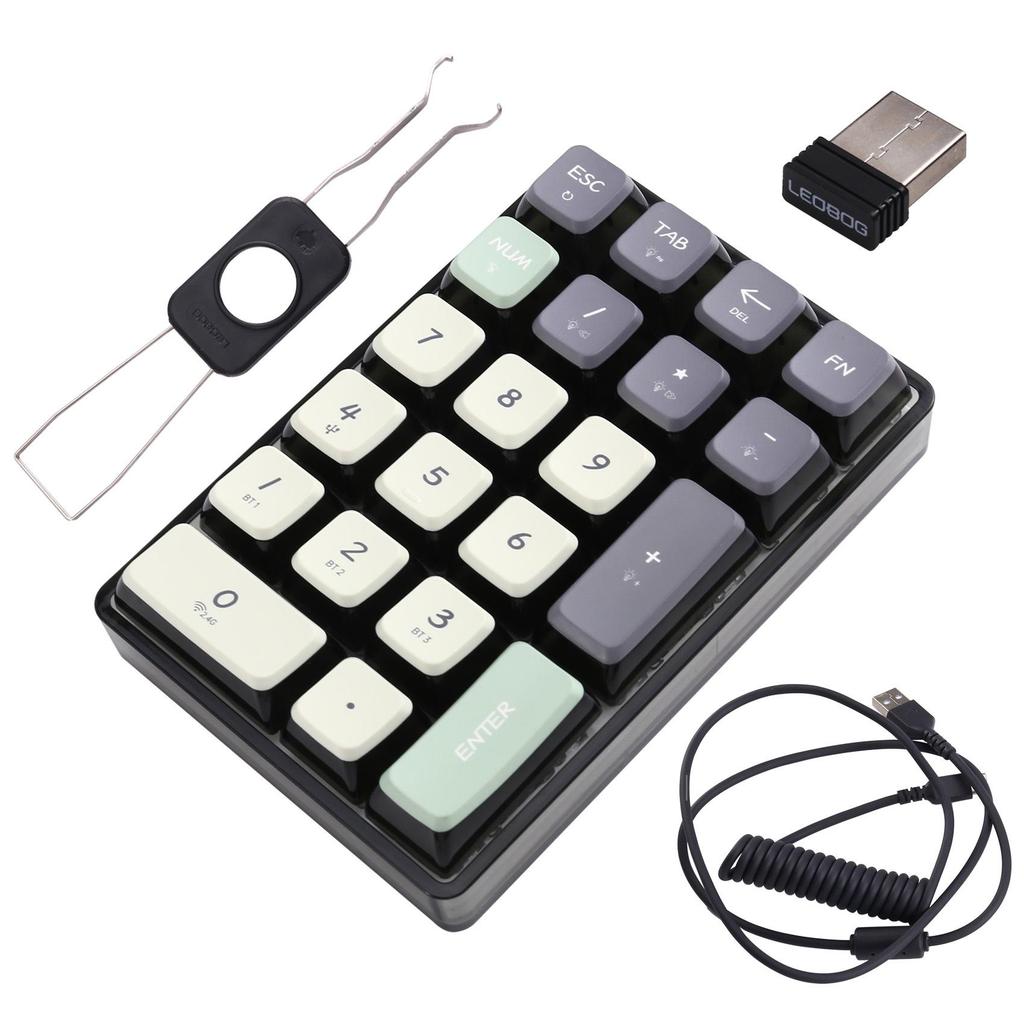1-Piece Wireless Transparent Mechanical Numeric Keypad, Hot-Swappable, Color: As Shown, Material: PC