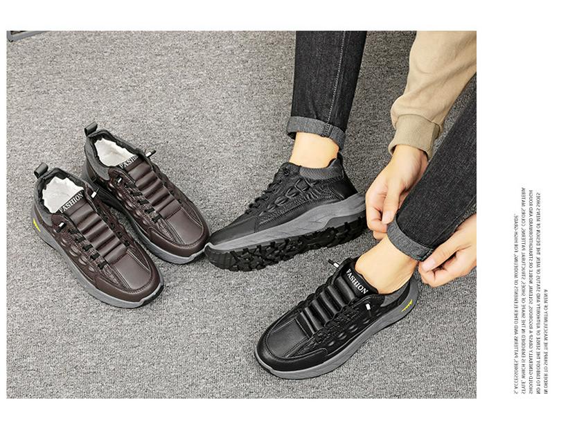 Men's Large Winter Cotton Crocodile Pattern Snow Boots with Velvet Lining