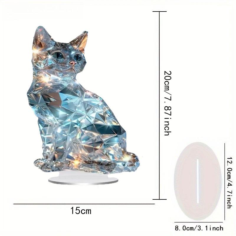 Crystal Kitten - 2D Flat Acrylic Desktop Ornament, Wall Decor Art, Four Seasons Decoration, Novelty Home Decor, Perfect Durable for Bedroom 15*20cm