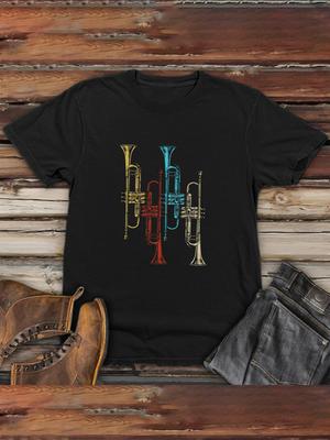 Men Woman Casual Short-Sleeve T-Shirt JAZZ Music Notes Unique Print Polyester Crew Neck Perfect for Summer Graphic Tees Y2k Top
