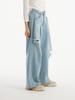 UNKNOWN PLANET Custom One-Pleat Damaged Wide Denim Pants Light Blue