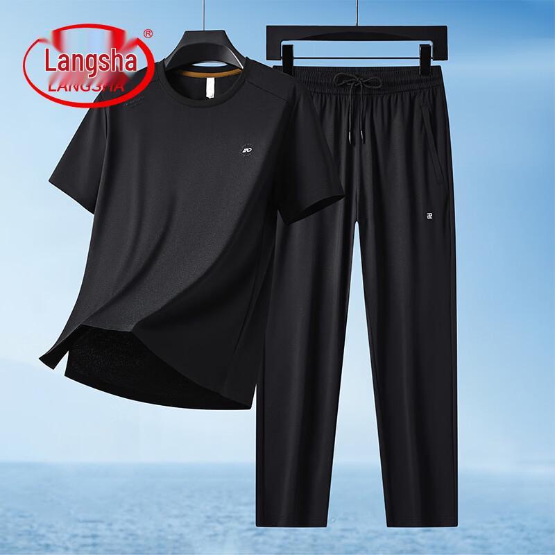 LangSha Men s 2026 Summer Ice Silk Casual Sports Suit 4XL