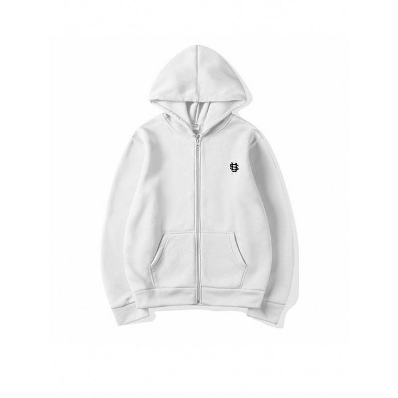 Hanorac cu glugă și fermoar, casual, larg, cu logo mic - Mărimi mari disponibile