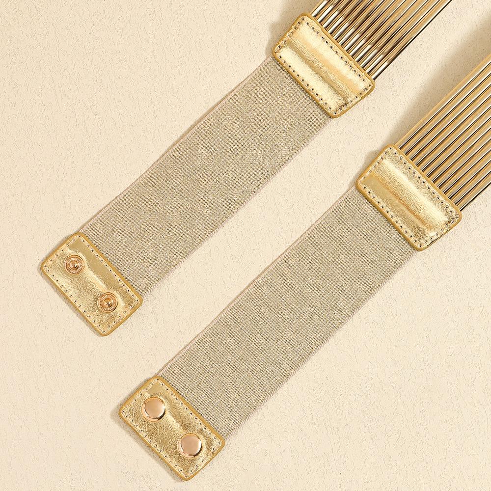Gold Tight Waistband Wide Buttoning Belt High Quality Waist Belt  for Women