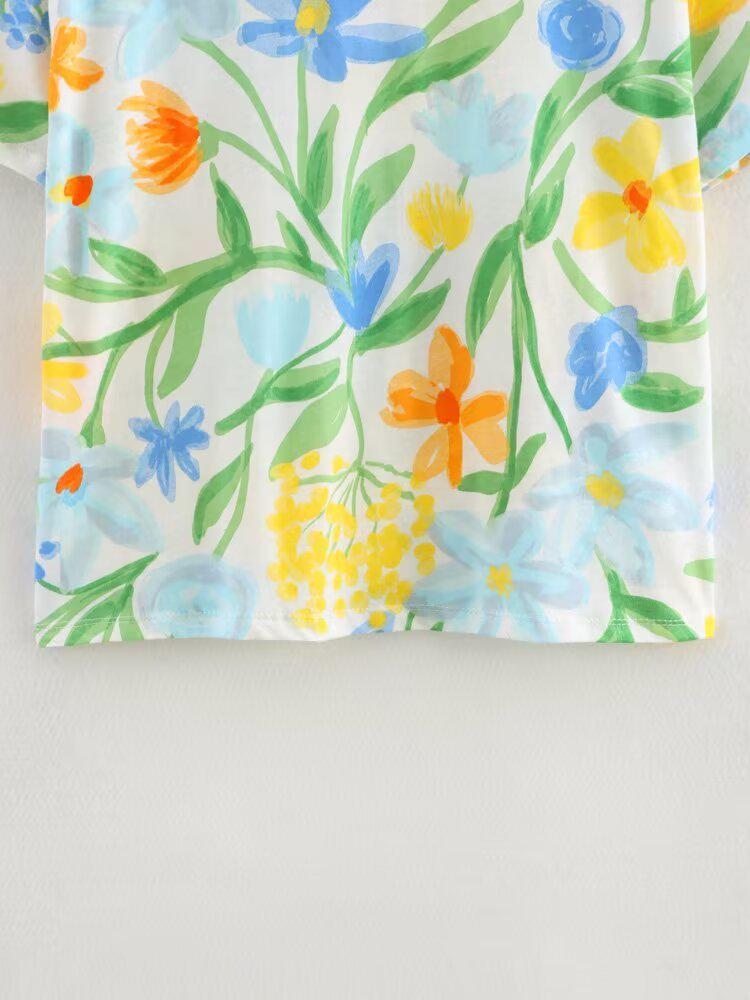 Spring 2025 Women's European & American Style Crew Neck Short Sleeve Print T-Shirt