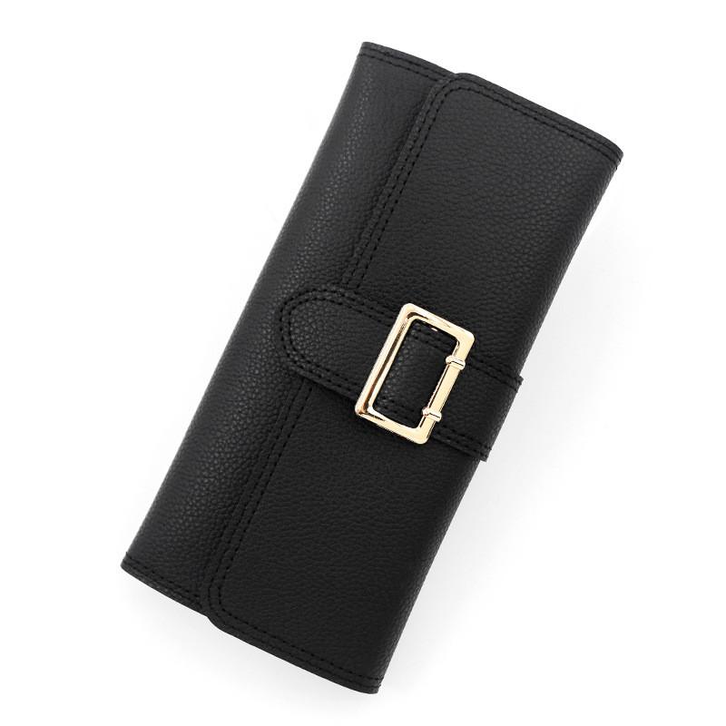 Ladies Pu Leather Slim Wallet With Three Fold Design For Daily Use