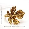 6Pcs/Set Gold Fall Leaf Napkin Rings Vintage Alloy Napkin Holders for 2025 New Year, Thanksgiving, Wedding, Winter, Christmas