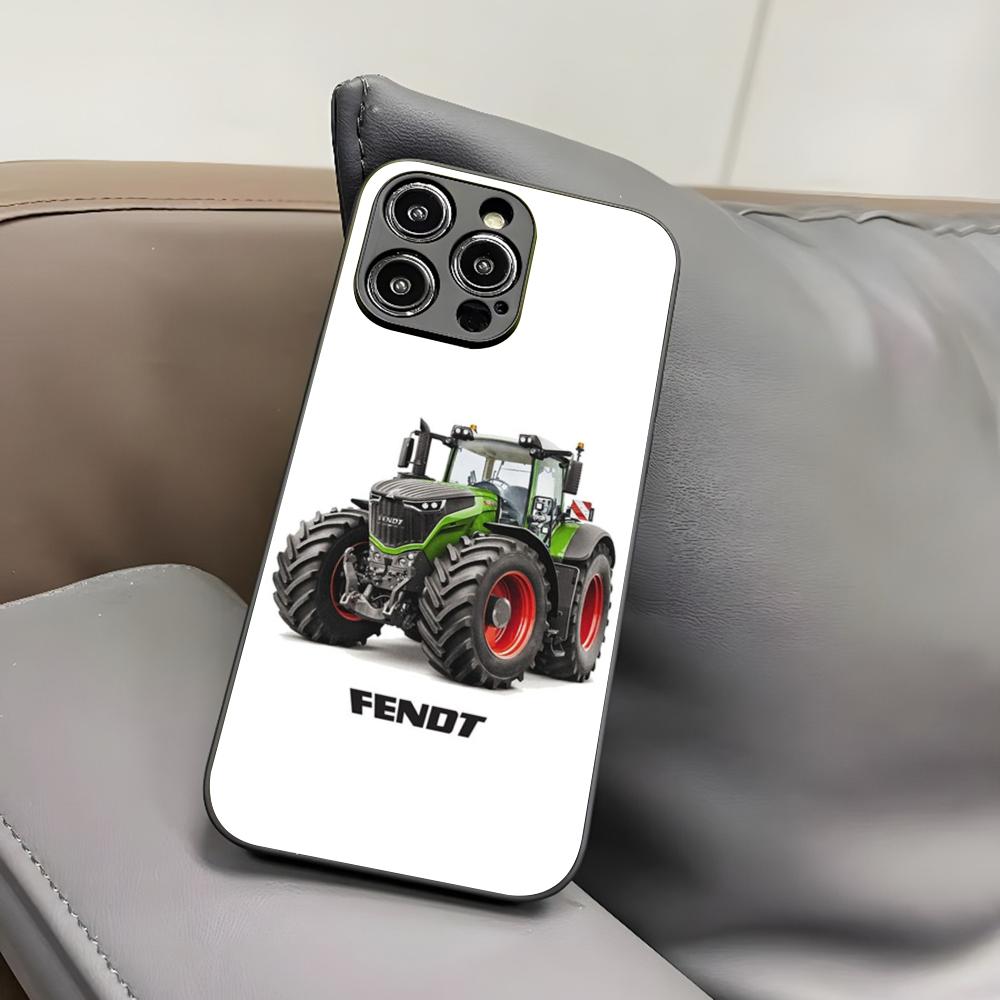 Fendt Handyhülle für iPhone 16 15 14 12 11 13 Pro Max Mini 8 X Xr Xs Puls Schwarze Glasabdeckung