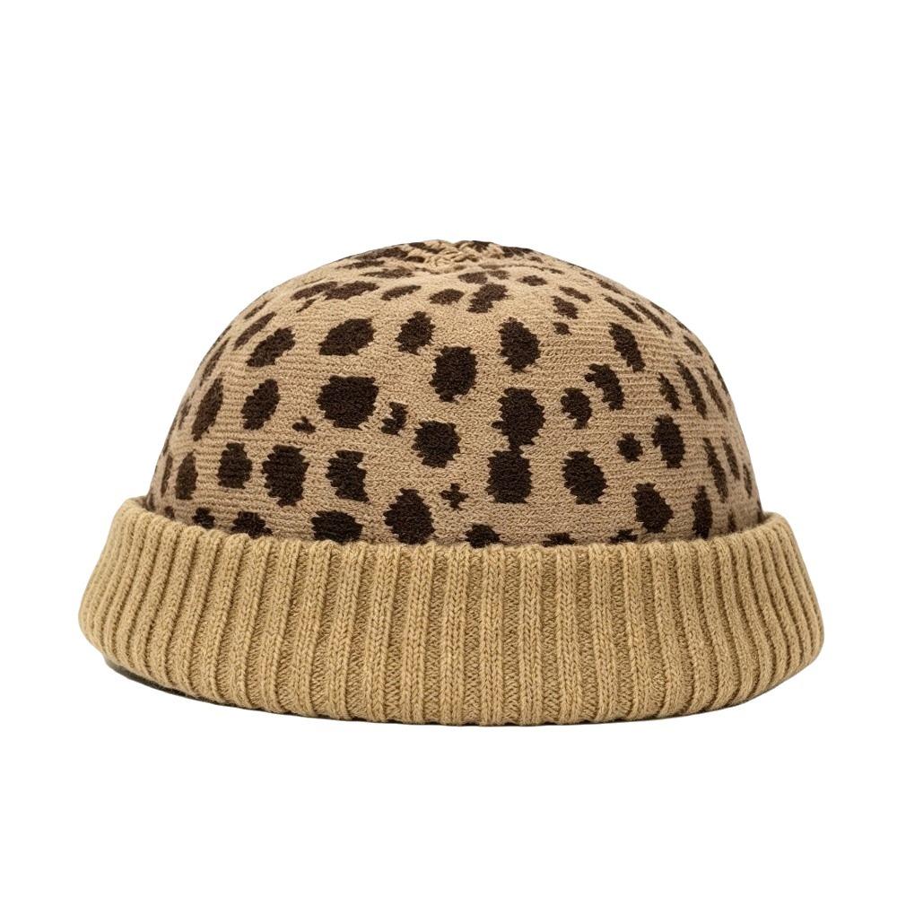 Polka Dot Melon Skin Hat Brimless Painter Hat Personalized Knitted Beanies Cap Men