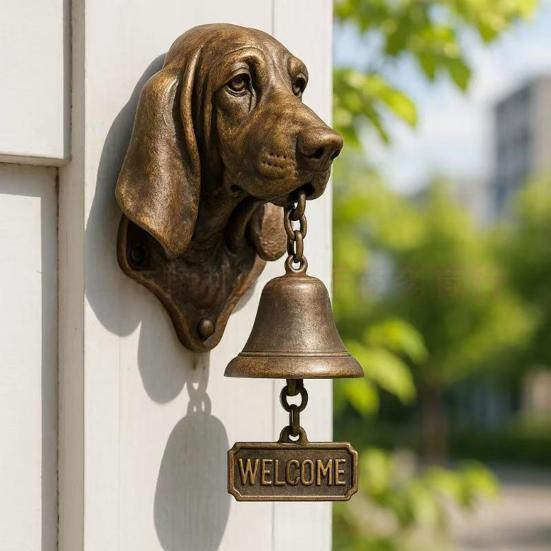 Dog Welcome Bell Vintage Shopkeepers Bell Wall Mounted Dog Door Bell with Welcome Sign for Farmhouse Home Front Door Entrance