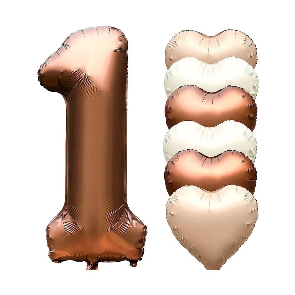 7pcs 32inch Number Balloons Set Helium Balloon with Big Heart Balloons for Girl and Boy 9th Year Old Birthday Party Decorations