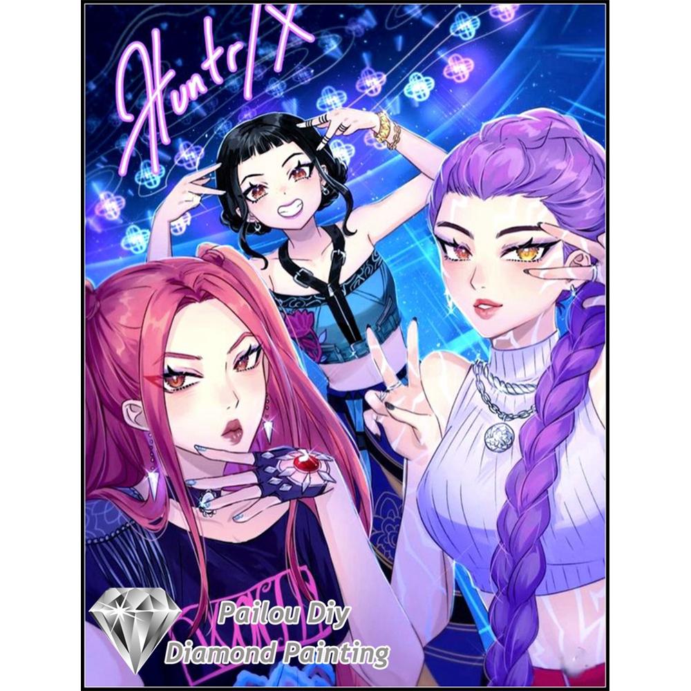 Kpop Dämonenjäger Sajaboys Film 5D Diamant Malerei Sets Cartoon Mädchen Rumi Mira Zoey Kunst Kreuzstich Mosaik Raumdeko