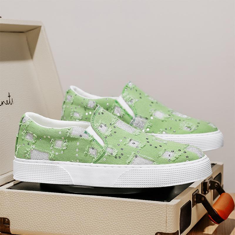 

2025 весна и лето вирусные тренды мужская обувь мода универсальная мягкая подошва удобная мужская дышащая обувь на одной педали мужчины 44 зелёный