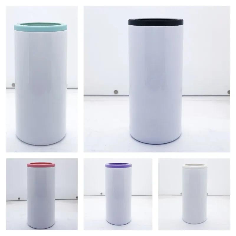 DIY Heat Sublimation Can Cooler 12oz Tumblers Slim Straight Can Insulator Blank Skinny Double Wall Stainless Steel Vacuum Cooler DIY Gift CCJ2103